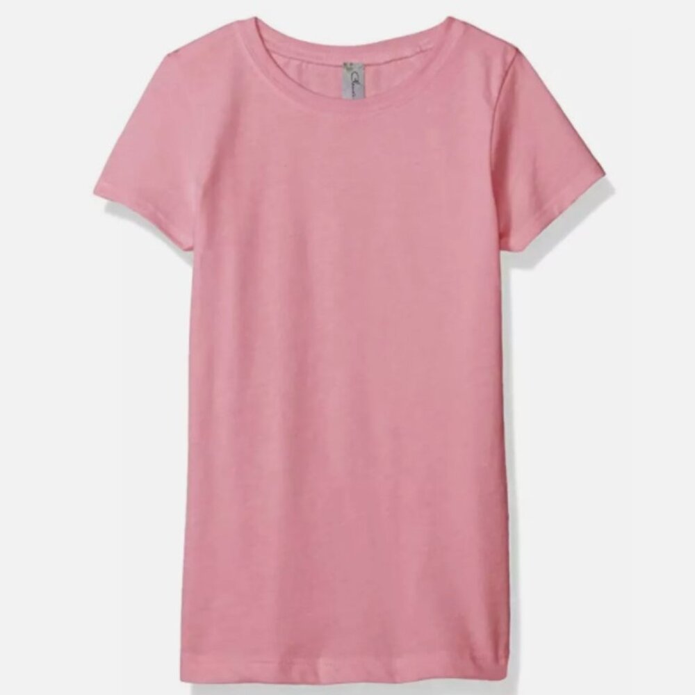 Girls Large 10/12 Clementine Crew Neck 100% Soft Cotton Fitted Pink T-Shirt NWOT